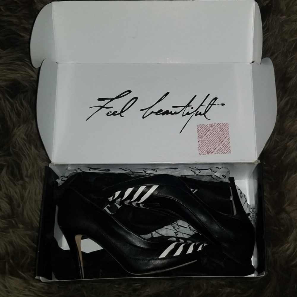 Black and white heels